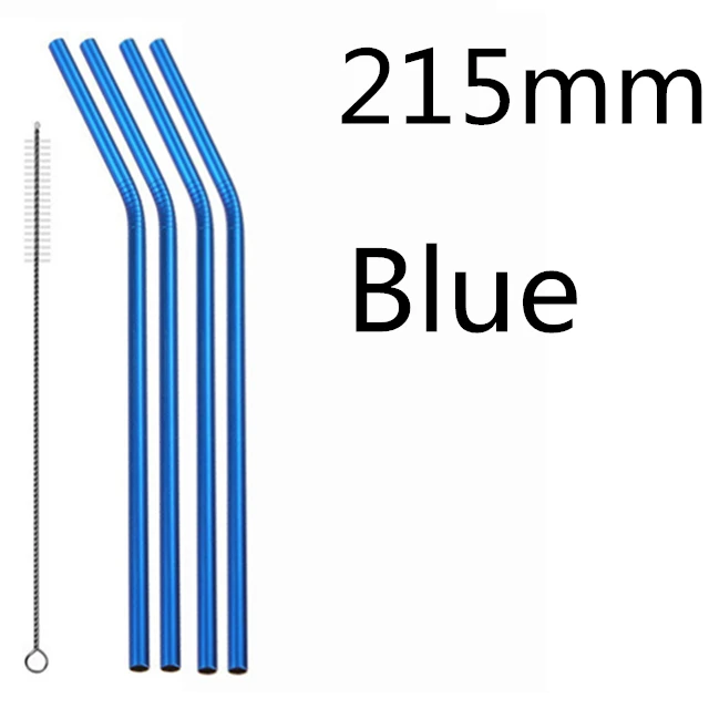 4/8 шт. Многоразовые соломинкой Высокое качество 304 Нержавеющая сталь металлическая соломинка с чистящая щетка для кружек 20/30 унций - Цвет: Blue 215