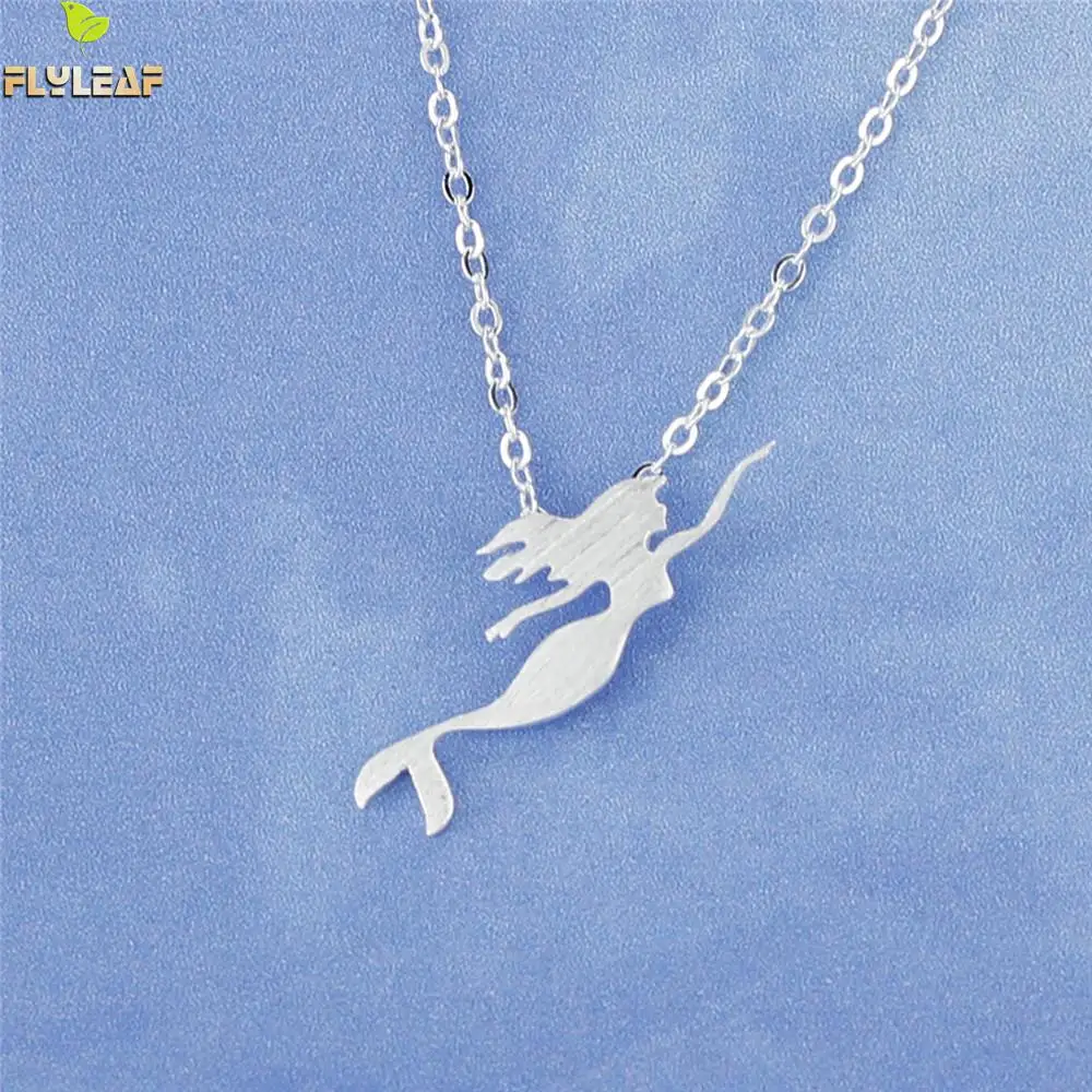 

925 Sterling Silver Mermaid Princess Necklaces & Pendants For Women Original Girls Prevent Allergy Sterling-silver-jewelry