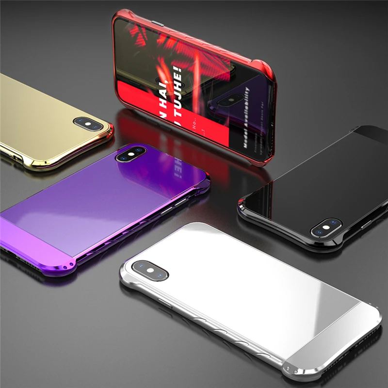 Luxury Aluminum Metal Bumper Case For Apple iPhone X 10 With Clear