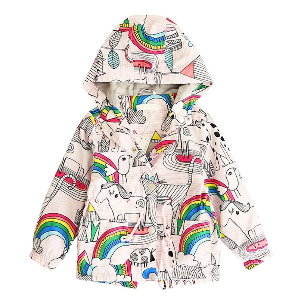 Baby Girl Long Sleeve Warm Hoodie Coat Children Rainbow Jacket