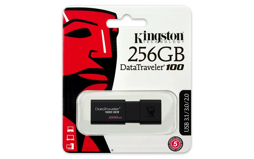 

Kingston Technology DataTraveler 100 G3 256GB 256 GB 3.0 (3.1 Gen 1) Conector USB Tipo A 130 MB/s Deslizar Negro