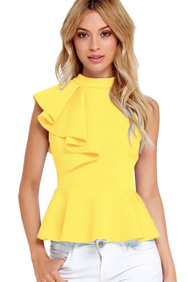 Yellow-Asymmetric-Ruffle-Side-Peplum-Top-LC25845-7-1