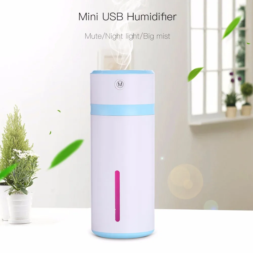 

Mist USB Humidifier 240ml Mini Humidifier with 7 Color LED Lights and No Noise Air Purifier for Home Office Car Travel