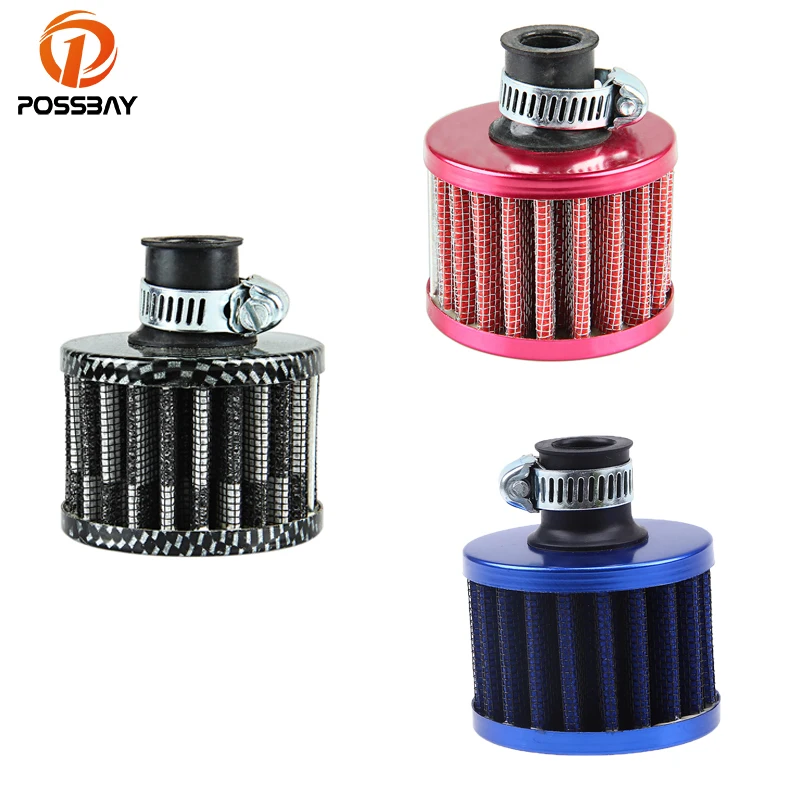 

POSSBAY Universal 12mm Mini Car Motor Air Intake Filter Turbo Vent Crankcase Breather Carbon Fiber/Red/Blue Air Filter Vent