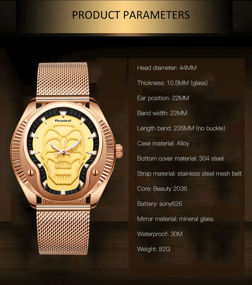 Мужские часы брендовые Роскошные водонепроницаемые аналоговые военные часы из нержавеющей стали с черепом Мужские кварцевые наручные часы Relogio Masculino