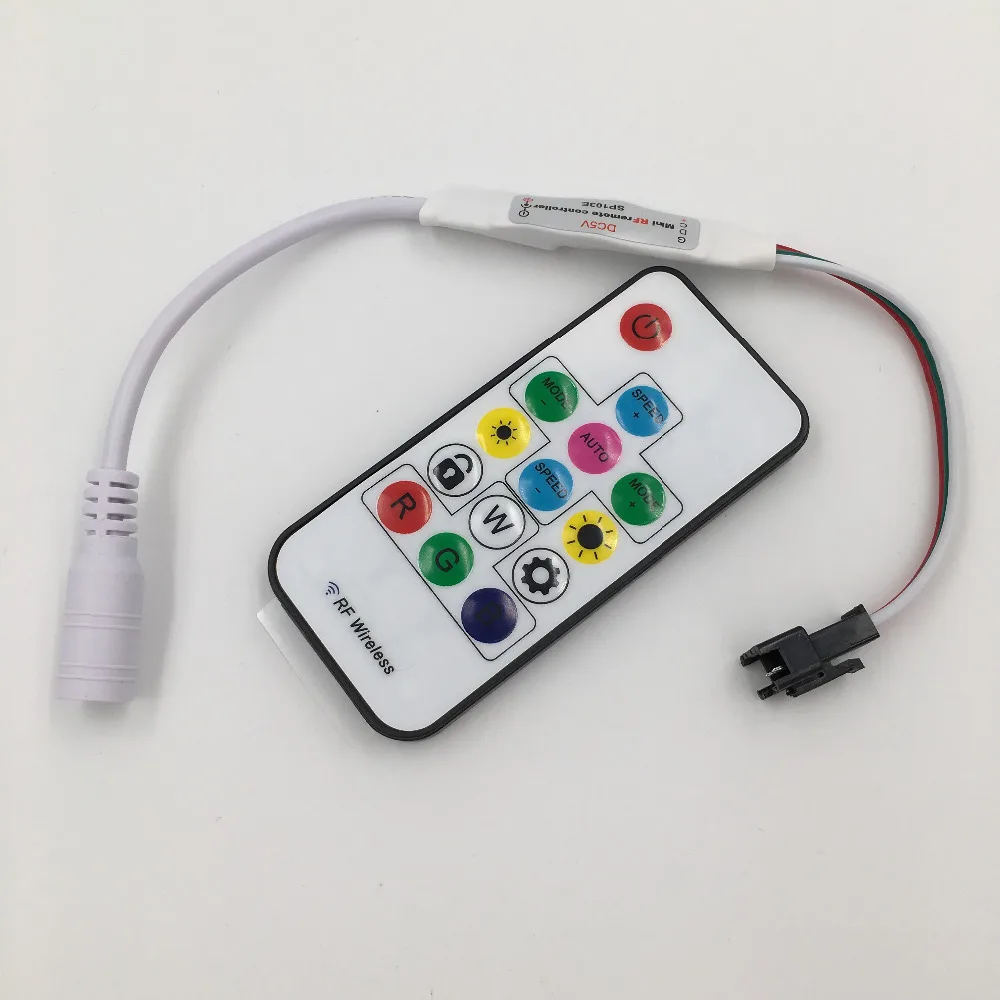 

50PCS SP103E Wireless RF Digital Full Color RGB LED strip Controller 14 key DC 5V WS2811 Dream Color LED Strip Light