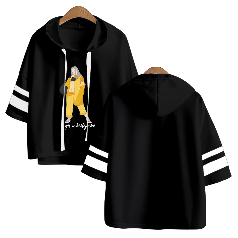 أريانا غراندي هوديس مع هود K-البوب الليل زقزقة قصيرة الأكمام مع هود أزياء هوديس النساء بارد المحملة القمصان الملابس