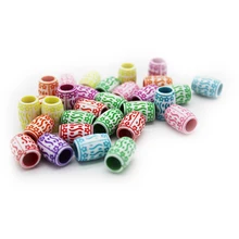 Разноцветные акриловые плетения DIY аксессуары для волос Инструменты 6 мм отверстие для волос бусины крючком косички Кольца для волос дредлок бусины клипсы