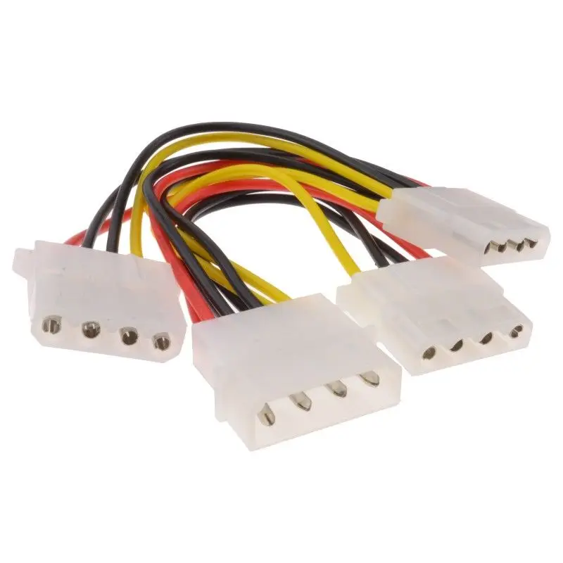 

3 Way 4 pin PSU Power Splitter Cable LP4 Molex 1 to 3 Lead 15cm