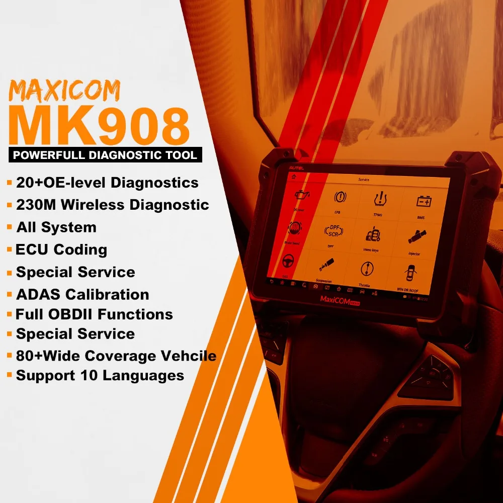 Autel MaxiCOM MK908 диагностические инструменты Obd2 сканер автомобильный диагностический ferramentas automotivas para carros испытания на приведение ECU кодирование