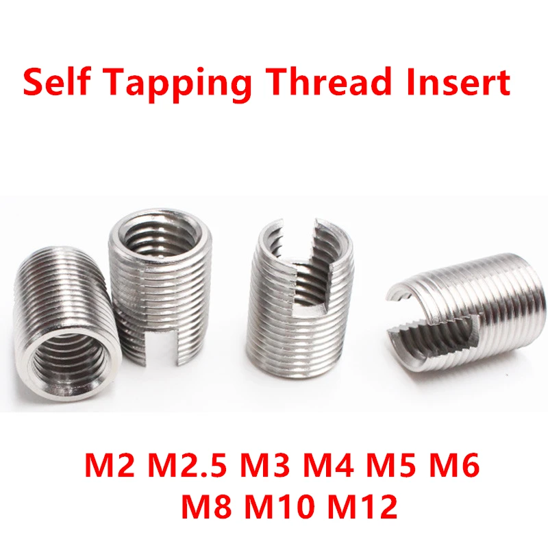 

M2 M2.5 M3 M4 M5 M6 M8 M10 M12 Self Tapping Thread Insert, Stainless steel 302 Slotted Wire Thread Repair Insert, Screw Bushing