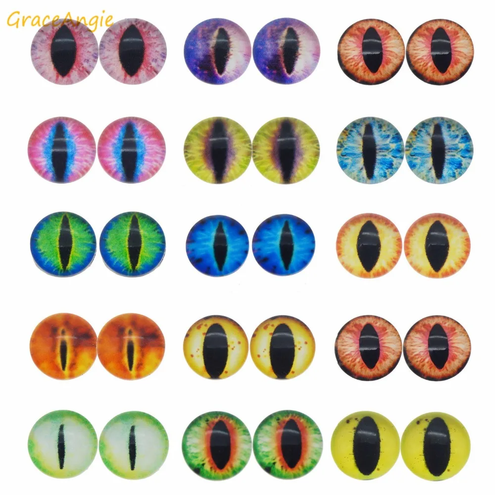 Круглые стеклянные очки GraceAngie 10 50 шт. вертикальные зрачки камея кошачий глаз с