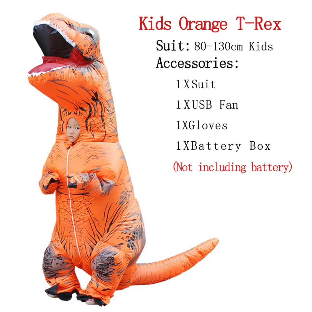 T-REX талисман надувной костюм на День Благодарения Рождество взрослых детей Аниме Косплей динозавр животных комбинезон подарок Disfraz - Цвет: Kids-Orange