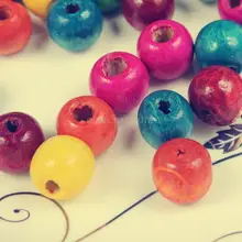 1000 шт случайная смесь цветов качественные лакированные деревянные круглые шарики 10 мм для рукоделия бусины из натурального дерева круглые большие отверстия