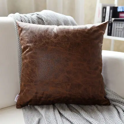 30x50/45x45 см/55x55/60x60 см наволочка из искусственной кожи для дивана, чехол для подушки, декоративный уплотненный полиуретановый чехол для подушки - Цвет: 8 dark coffee