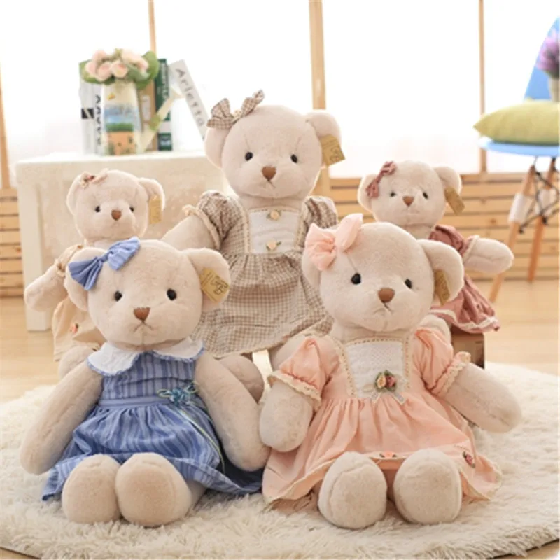 45CM One Piece Lovely Teddy Plush Toy Bear With Dress Soft PP Cotton Bears Doll Birthday Valentine's Day Presents 5 Colors | Игрушки и