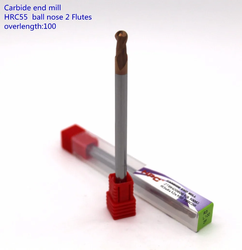 

R3*6*12*100 of 2 flutes ball nose HRC 55 milling cutter carbide end mills tungsten CNC knife CNC tool