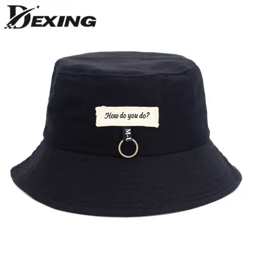 Стильная черная Панама для мужчин и женщин модная K POP железное кольцо Боб популярная кепка ручная работа летняя шляпа от солнца - Цвет: like picture