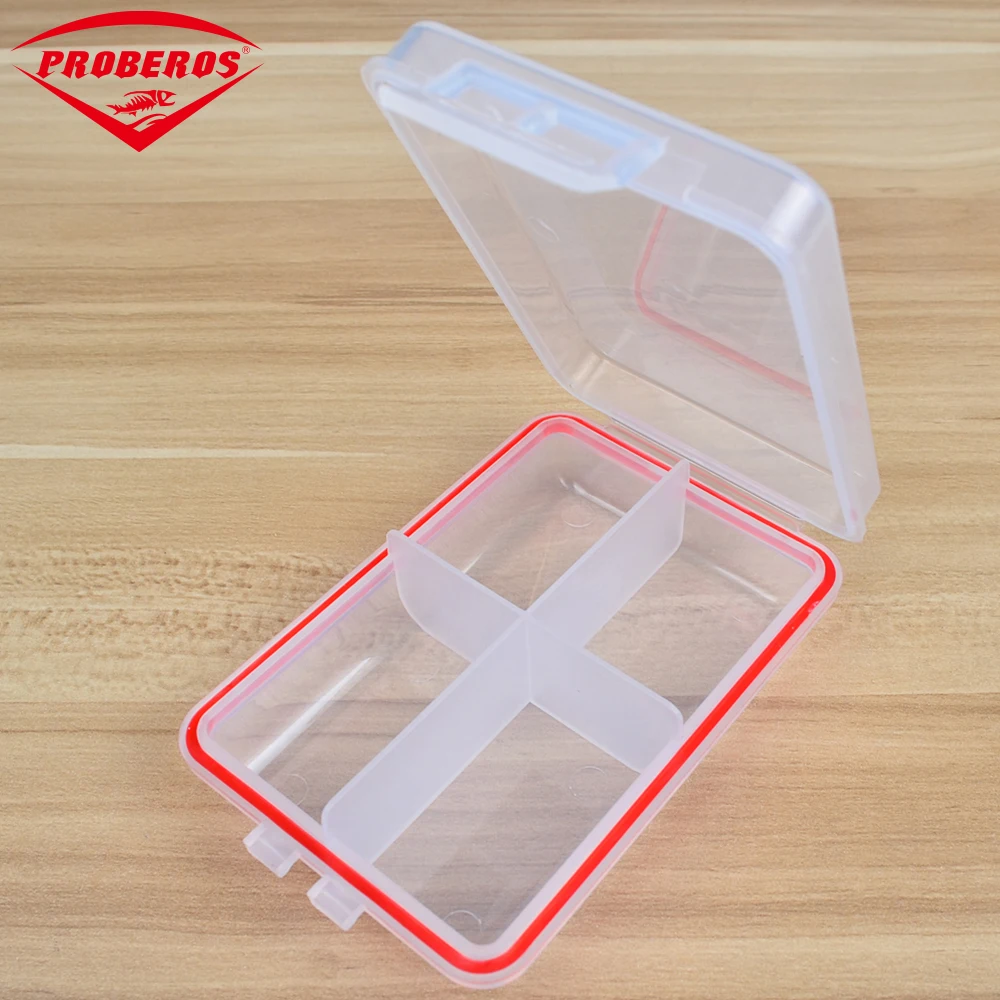 

Simple 4 Compartment Plastic Fishing Tackle Box For Fishing Lures 10.5X6.8X2.6cm Fishing Accessaries Hooks Spoons Transparent