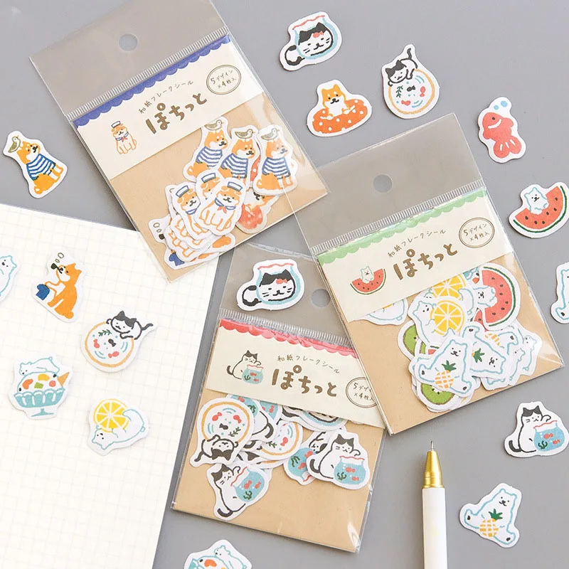 20 шт милые игрушки стикер s Kawaii Кошка Собака наклейка с медведем пуля бумага для