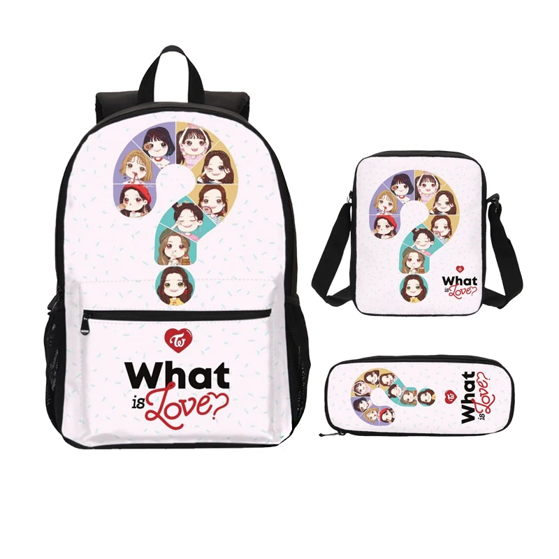 

2019 3pcs Twice Kpop Bag Sets Design Girls Backpack Shoulder Bagpack Sing Bag Pen Bag Bolsa Escolar mochila feminina plecak
