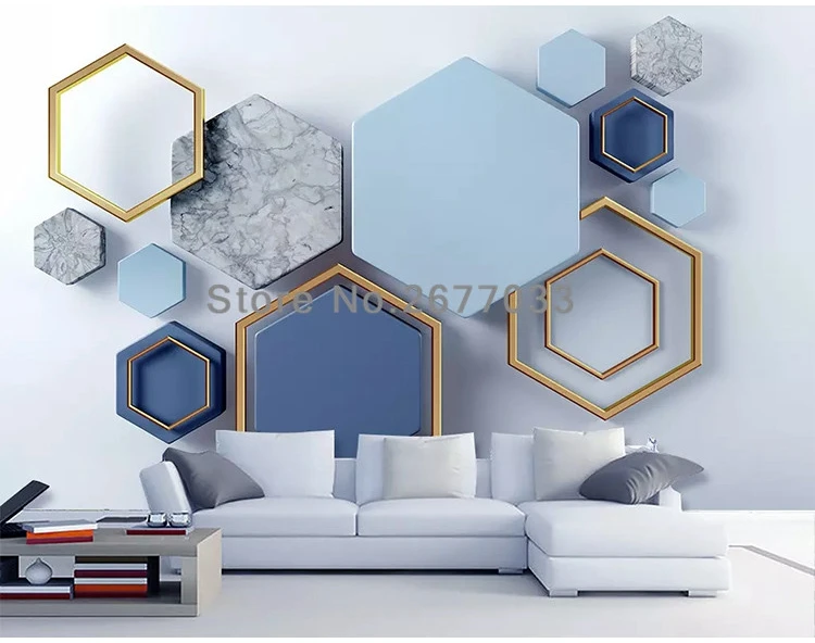 Custom 3d Modern Minimalist Geometric Marble Mosaic Wall Cloth Wallpaper Mural Living Room Wall Decoration Home Papel De Parede