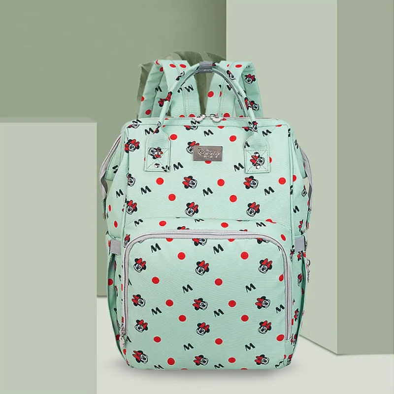 Новое поступление года, сумка для малышей с изображением Микки-Мауса, модная сумка для мамы, подгузник для беременных, Большая вместительная сумка для ухода за ребенком, сумка для подгузников с рисунком Минни - Цвет: Светло-зеленый