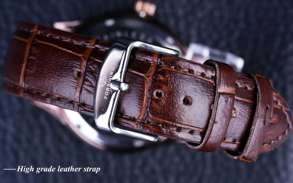 Men Watches Forsining Luxury Mechanical Skeleton Watch Transparent Roman Number Big Face Watch Steampunk Wristwatches