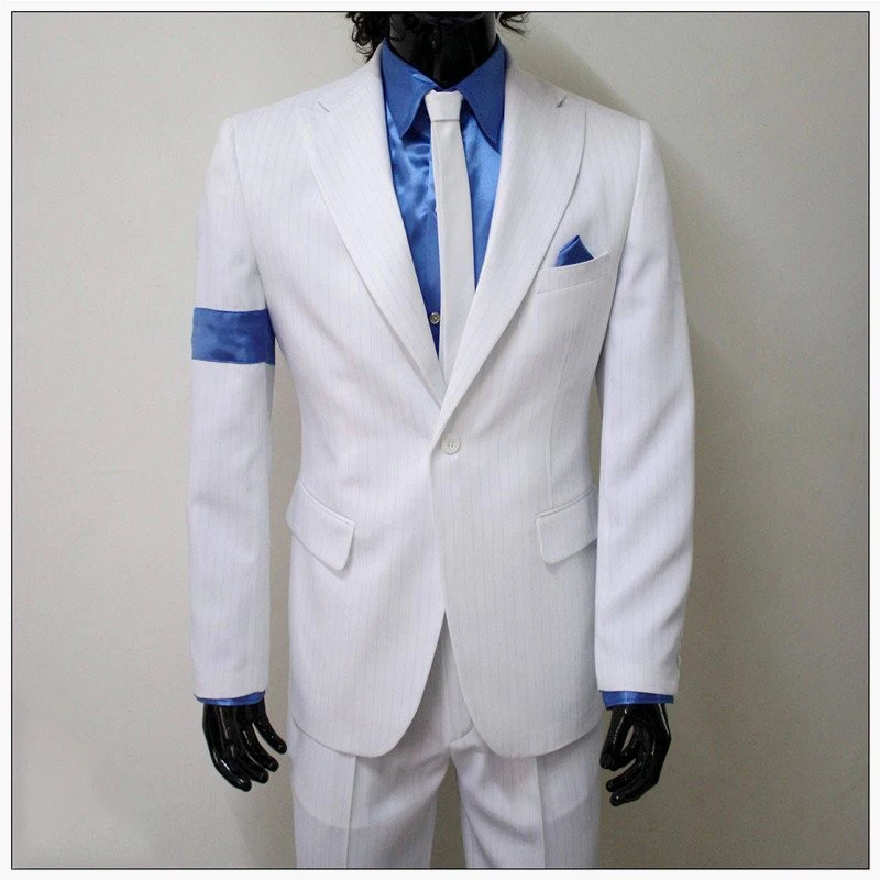 Michael Jackson Smooth Criminal White Unisex Suit jacket Uniform Set Cosplay Hot