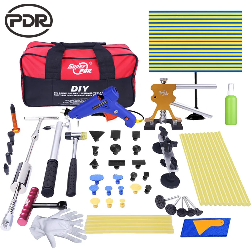 PDR Tools Kit Dent Puller Reflector Board Glue Dent Removal Car Dent Repair Hail Damage Repair Paintless Dent Repair Tool Sets PDR Tools Kit Dent Puller Reflector Board Glue Dent Removal Car Dent Repair Hail Damage Repair Paintless Dent Repair Tool Sets