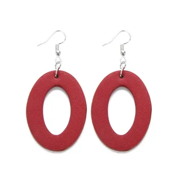 

LOULEUR 2018 Fashion Multiple Geometries Drop Dangle Earrings PU Leather Statement Big Earrings For Women Chritmas Earring