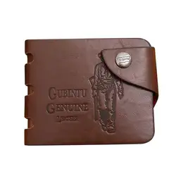 FGGS-GUBINTU 1 кофейный кожаный мужской ретро креативный кошелек, короткая косая пряжка с отверстием Охотник 12*10*1,8 см