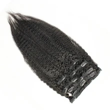 Clip In Human Hair Extensions Mongolian Kinky Straight Hair Clip 7Pcs/120G Full Head Natural Hair Honey Queen Remy Hair Products