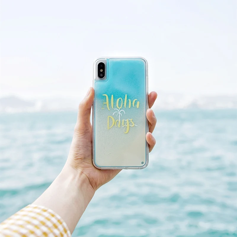 

Hawaii holiday days quicksand case for iphone XS Max X XR Dynamic liquid hard phone case for iphone 6 6s 7 8 plus capa
