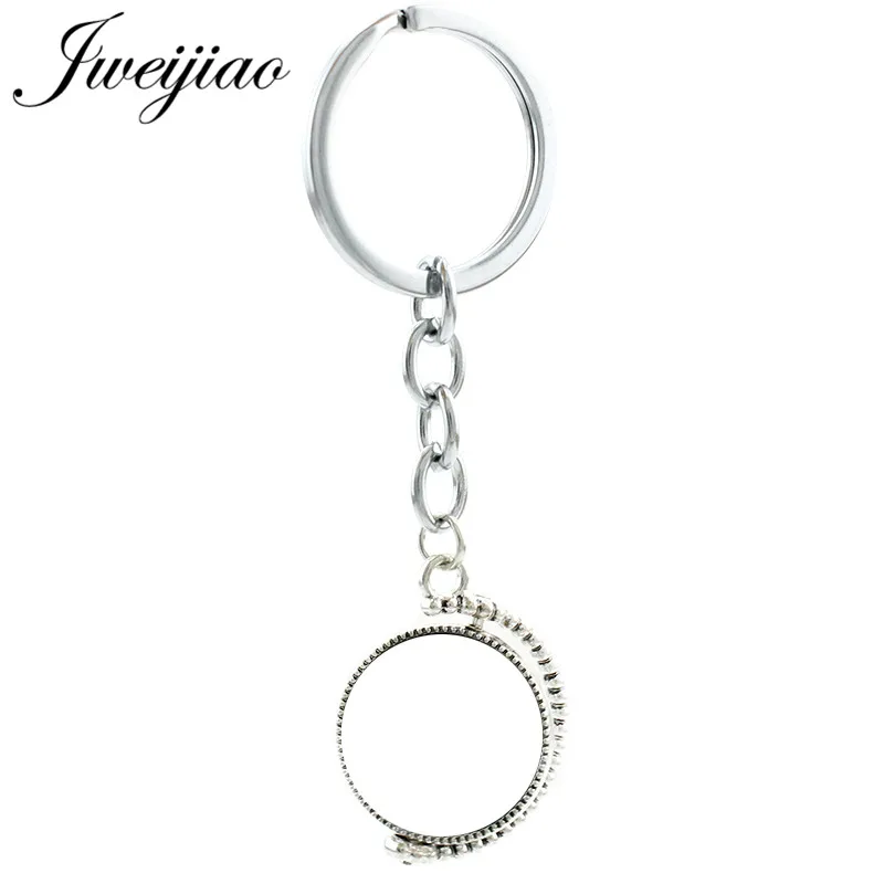 JWEIJIAO 10pcs 20mm Inner Size Rotation Double Side Key Chain Rhodium Color Cameo Cabochon Base Setting Charms Pendant DZ54 | Украшения и