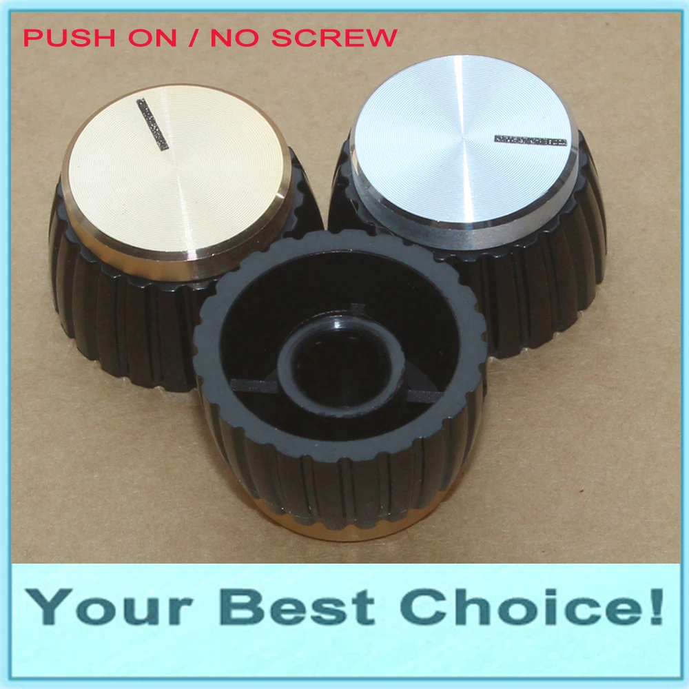 10pcs/Lot 6mm shaft Push on Audio turn knob without screw gold and silver color | Обустройство дома