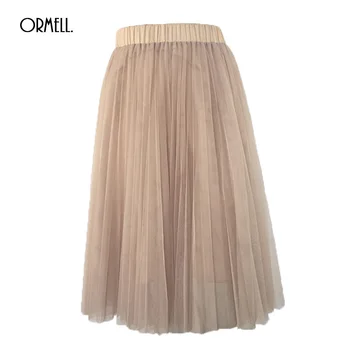 

ORMELL Fashion Female Adult Tulle Tutu Skirt Women Summer Autumn Girls Elegant High Waist Ball Gown Wedding Party Midi Skirts