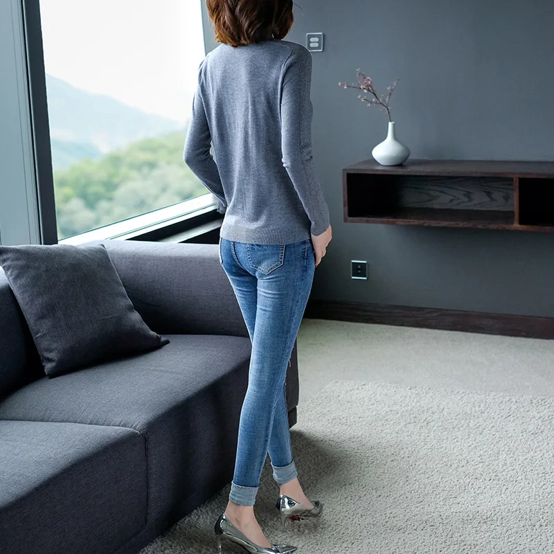 Solid turtleneck basic sweater 2018 new long sleeve women autumn elastic knit sweater