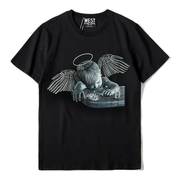 

New Novelty 19ss Men Live Fast Angel Wing T Shirts T-Shirt Hip Hop Skateboard Street Cotton T-Shirts Tee Top kenye #F75
