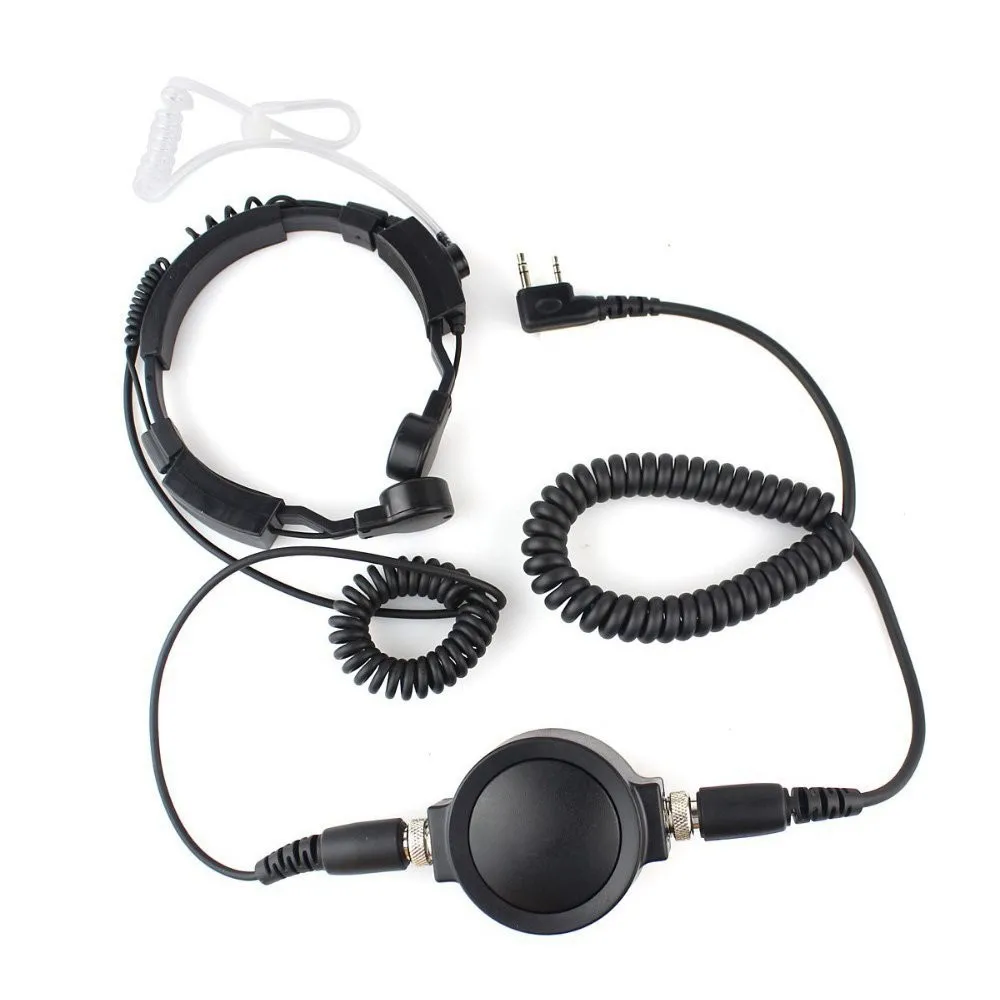 

2 Pin FBI Heavy Duty Military Tactical Throat Mic Earpiece Headset Big PTT for TYT Baofeng Radio