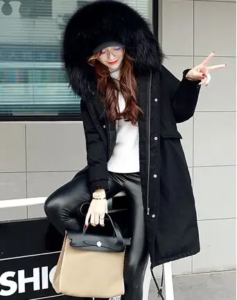 Зимняя женская куртка, бренд, теплый толстый пуховик, парка, воротник из натурального меха енота, женская зимняя куртка s и пальто - Цвет: Серый