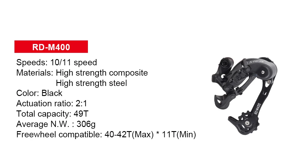 S-Ride rd-m400 10/11 Скорость Mountian велосипед длинная клетка задний переключатель совместим с Shimano Велоспорт MTB Велосипедный Спорт Шестерни Запчасти 306 г