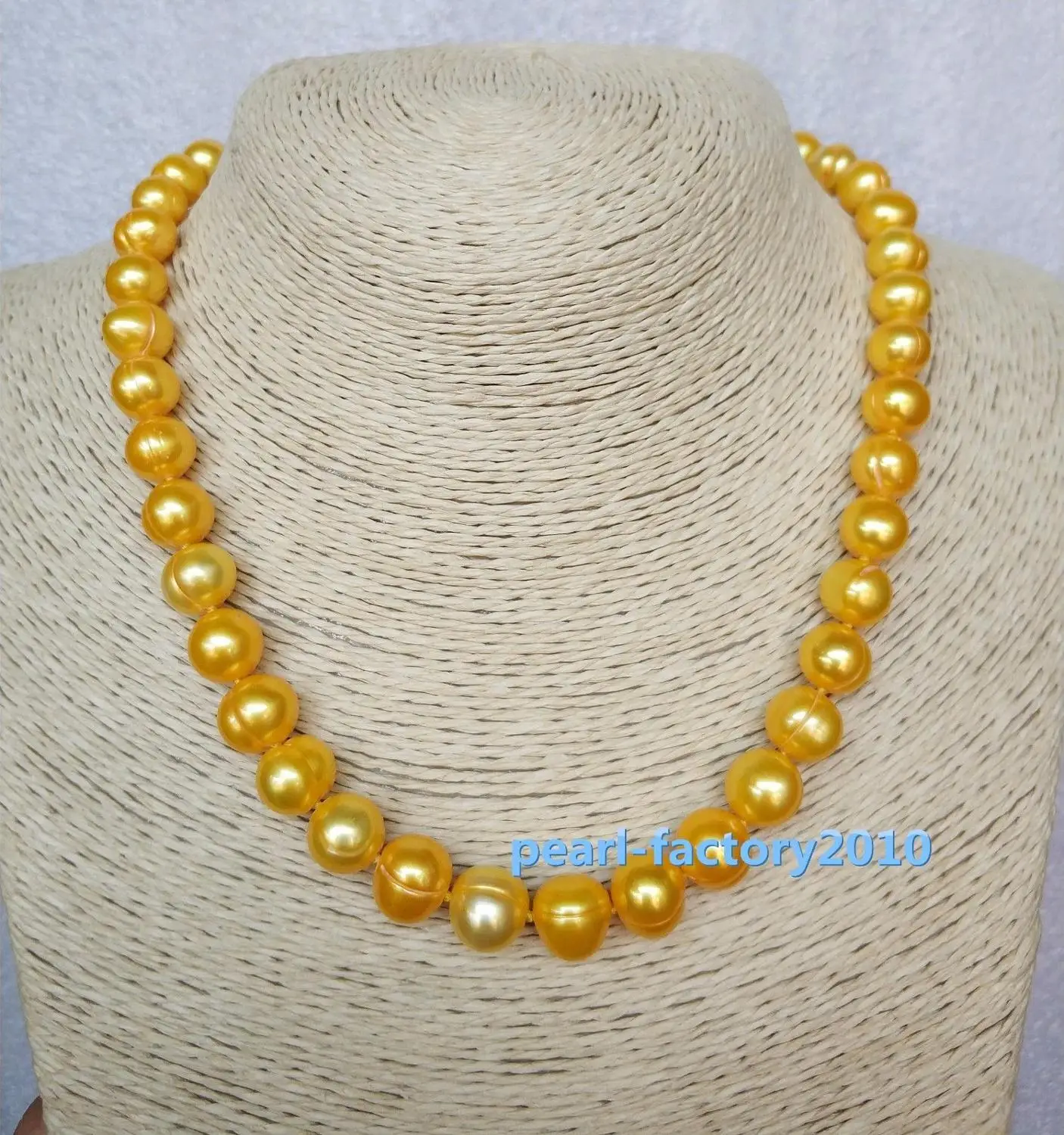

natural AAA 10-11MM SOUTH SEA golden PEARL NECKLACE 925silver GOLD CLASP