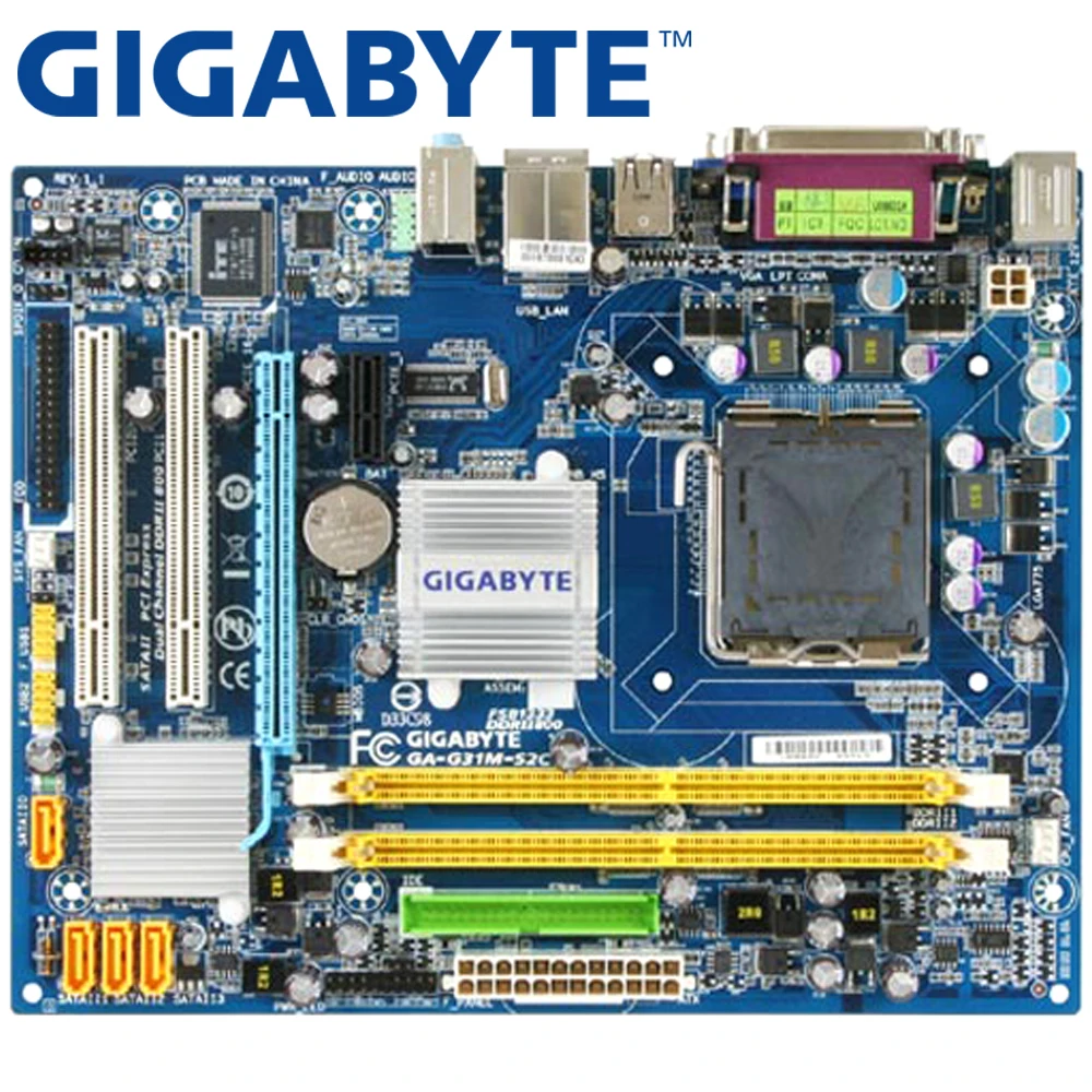 

GIGABYTE GA-G31M-S2C Desktop Motherboard G31 Socket LGA 775 For Core 2 DDR2 4G Micro ATX Original Used G31M-S2C Mainboard