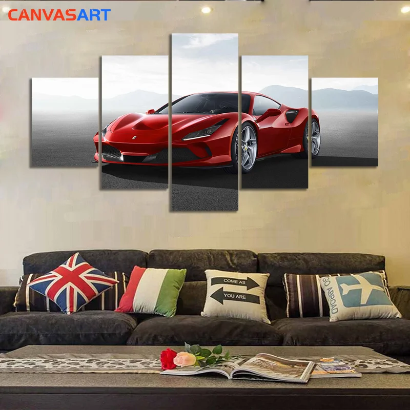 

Canvas Art 5 Piece HD Pictures 2020 Ferrari F8 Tributo Canvas Painting Wall Pictures for Living Room Wall Decoration