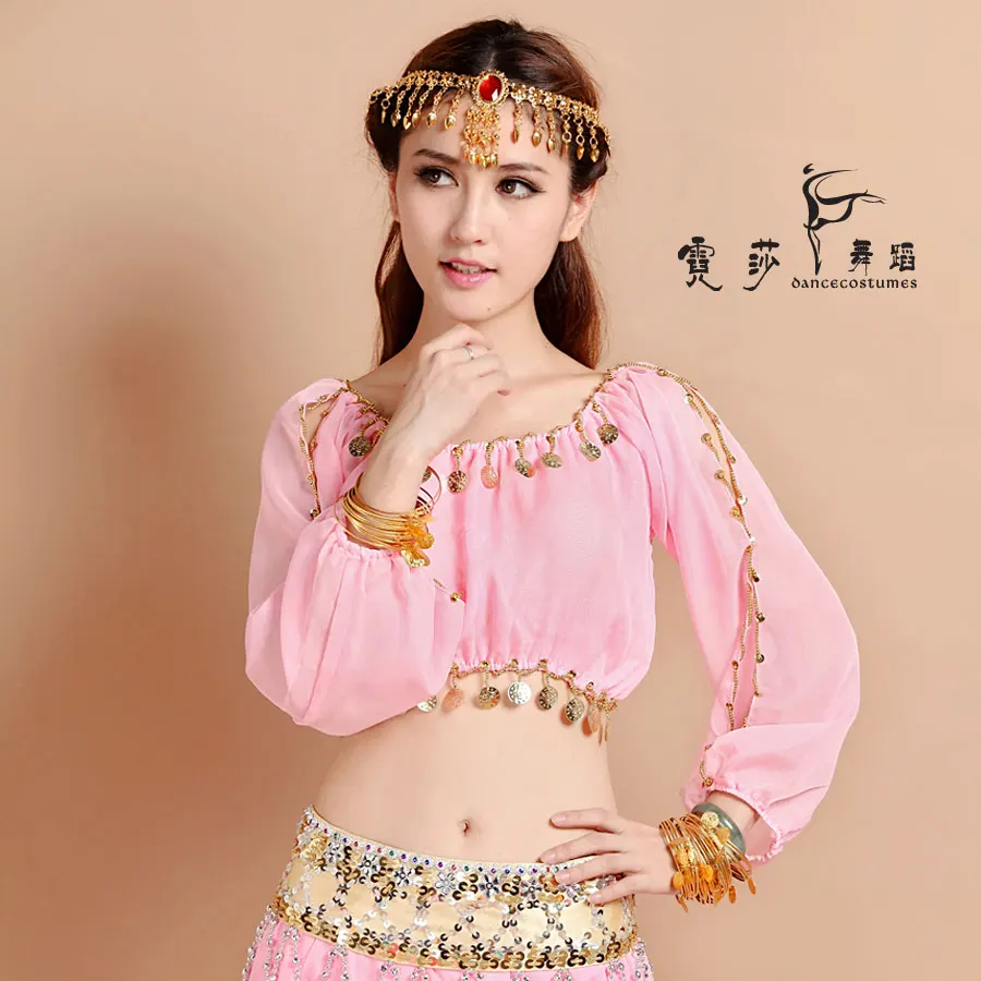 Chromophous upperwear dance clothes chiffon lantern long sleeve top