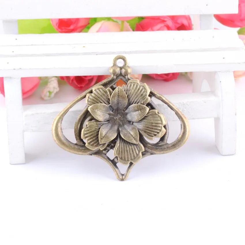 

Free shipping Retail 3Pcs Antique Bronze Filigree Flower Lantern Charm Pendants Wraps Connnector Gift Decoration DIY 5.5x5cm