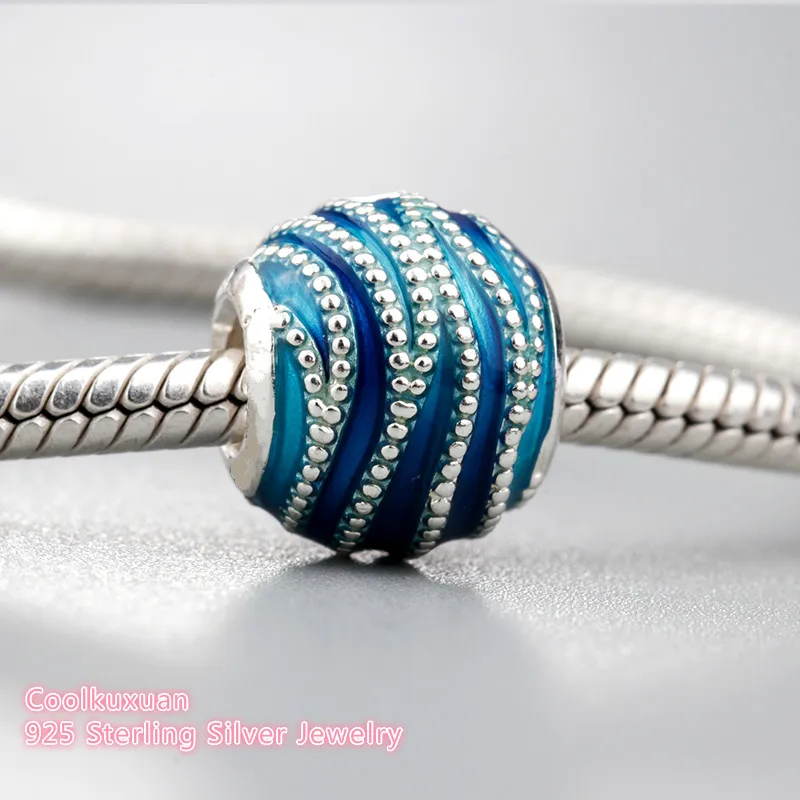 

Spring 100% 925 Sterling Silver Blue Swirls Charm, Mixed Enamel Charm Beads Fit Original Brand Charms Bracelet jewelry
