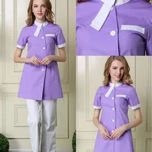 Новая женская стоячий воротник короткий рукав униформа медсестры стоматологическая клиника уход Рабочая одежда салон красоты комбинезоны Больничная ткань