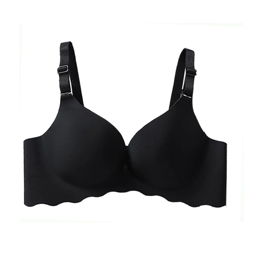 Women Bra No Rims No Trace Soft Intimates Breathable Smooth Gather Underwear Elasticity Solid One Piece Seamless